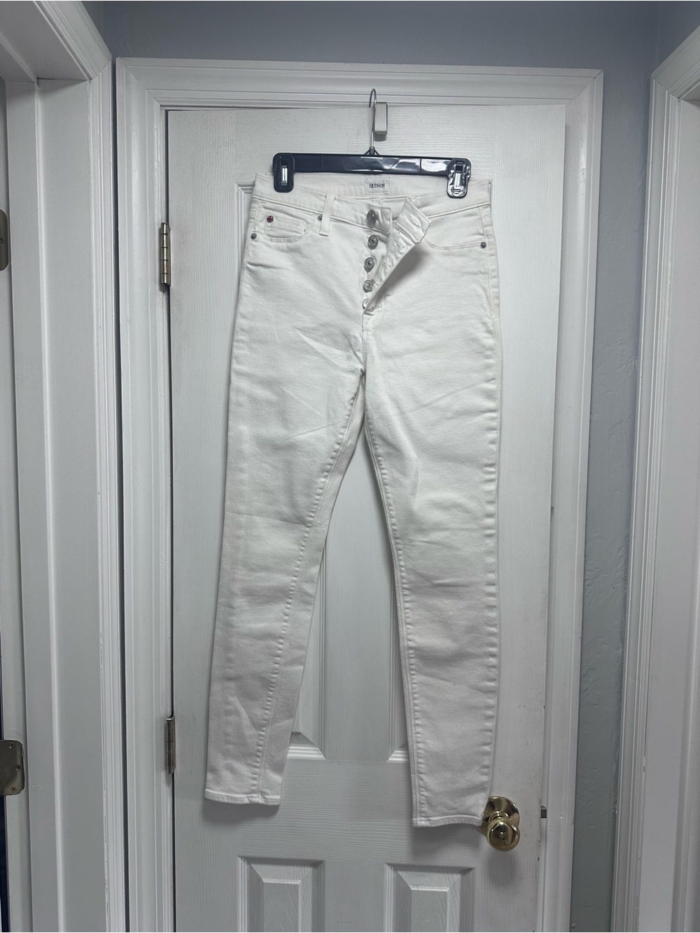 Hudson Jeans High-Rise White Button-Fly Skinny Jeans